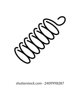Tension Coil Spring Line Icon. Coiled metal elasticity icon in black and white color.