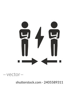 tension in community icon, conflict between people, disagreement or quarrel, divorce family, flat symbol - vector illustration