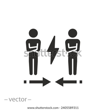 tension in community icon, conflict between people, disagreement or quarrel, divorce family, flat symbol - vector illustration