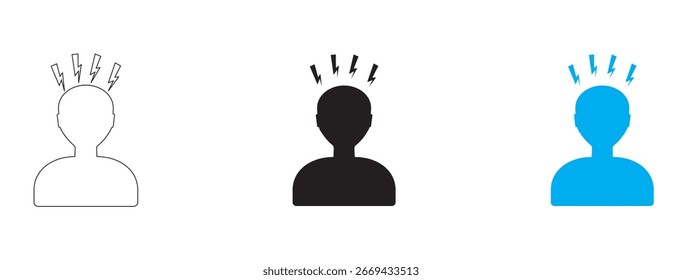 Spannungssymbol. flach, einfach, schwarz, Umriss. medizinisches und medizinisches Icon.