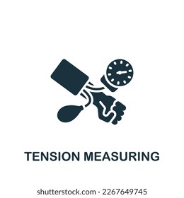 Tension measuring icon. Monochrome simple sign from pharmacy collection. Tension measuring icon for logo, templates, web design and infographics.