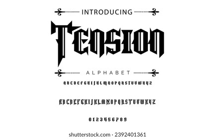 Tension Vintage tattoo font. Font for the tattoo studio logos, alcohol branding, and many others in retro style.