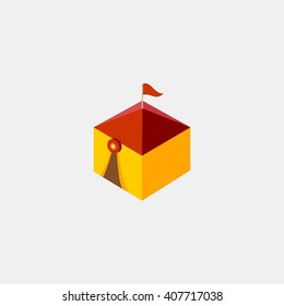 tent amusements park isometric design. abstract isolated vector illustration.