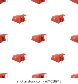 Tent with awning.Tent single icon in cartoon style vector symbol stock illustration web.