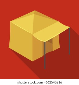 Tent with awning.Tent single icon in flat style vector symbol stock illustration web.