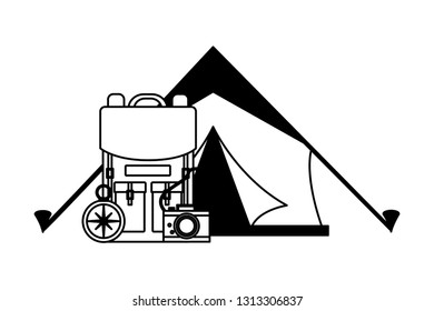 tent backpack camera compass camping