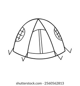 A tent in black outline. Clip art for your projects.