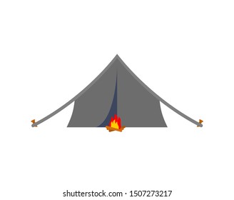 Tent and Bonfire isolated cartoon. vector illustration
