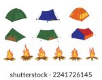 tent and bonfire shape graphic
