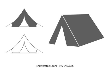 tent camp 3d icon set isolated on white