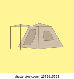 Tent camp adventure vector illustration. A simple portable tent used for camping and outdoor activities