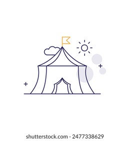 Tent Camp, Camping, Outdoor Shelter, Tent Camping, Camping Gear, Outdoor Adventure, Campground, Tent Setup Vector Illustration Icon Design 