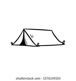 tent camp doodle icon vector hand drawing 