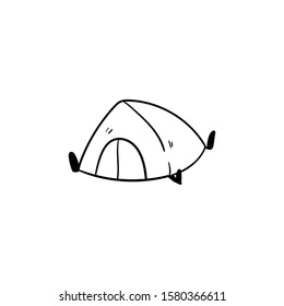 tent camp doodle icon vector hand drawing 