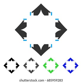 Tent Camp flat vector icon. Colored tent camp gray, black, blue, green icon versions. Flat icon style for application design.