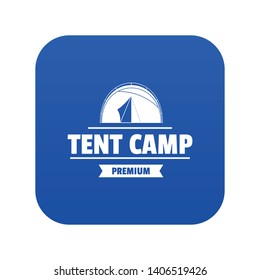 Tent camp icon blue vector isolated on white background