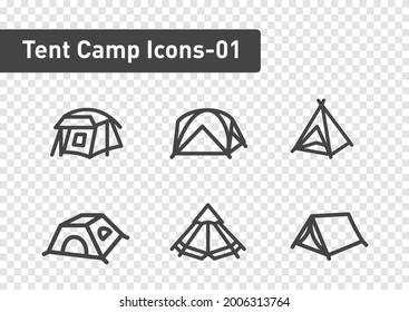 icono del campamento de tiendas aislado en fondo de transparencia ep01