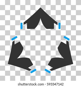 Tent Camp icon. Vector illustration style is flat iconic bicolor symbol, blue and gray colors, transparent background. Designed for web and software interfaces.