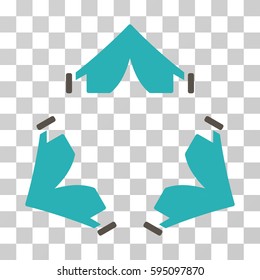 Tent Camp icon. Vector illustration style is flat iconic bicolor symbol, grey and cyan colors, transparent background. Designed for web and software interfaces.
