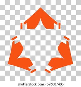 Tent Camp icon. Vector illustration style is flat iconic symbol, orange color, transparent background. Designed for web and software interfaces.