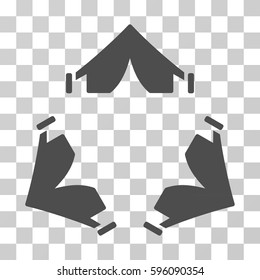 Tent Camp icon. Vector illustration style is flat iconic symbol, gray color, transparent background. Designed for web and software interfaces.