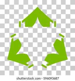 Tent Camp icon. Vector illustration style is flat iconic symbol, eco green color, transparent background. Designed for web and software interfaces.