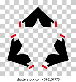 Tent Camp icon. Vector illustration style is flat iconic bicolor symbol, intensive red and black colors, transparent background. Designed for web and software interfaces.