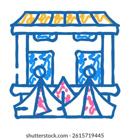 tent camp near stage doodle icon sketch vector. tent camp near stage sign. isolated symbol illustration