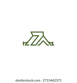 Projeto do logotipo do acampamento de tendas número 7.