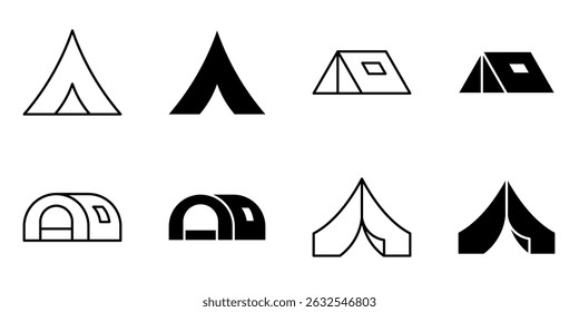 tent, camp, outdoor icon set