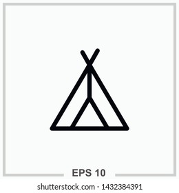 Tent or camp outline isolated vector illustration