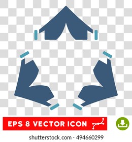 Tent Camp round icon. Vector EPS illustration style is flat iconic bicolor symbol, cyan and blue colors, transparent background.
