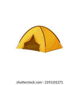 Tent, camp or tourist dome house, vector flat icon. Travel and tourism equipment, campsite shelter or hiking and mountaineering outdoor tent, yellow canvas hut