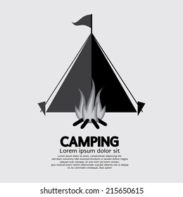 Tent And Campfire For Camping Vector Illustration