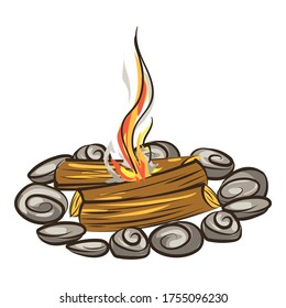 Icono de la fogata de carpas. Caricatura del icono vectorial de la campana de carpa para el diseño web aislado en fondo blanco
