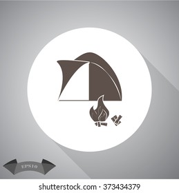 Tent with campfire vector icon