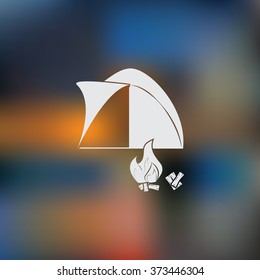 Tent with campfire vector icon