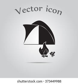 Tent with campfire vector icon