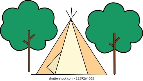 Tent camping with 2 trees, very beautiful.
