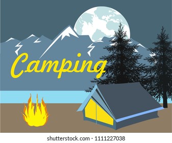 Tent camping banner