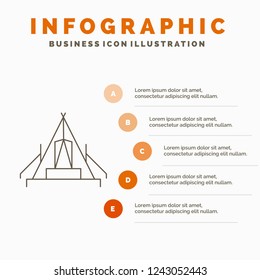 tent, camping, camp, campsite, outdoor Infographics Template for Website and Presentation. Line Gray icon with Orange infographic style vector illustration