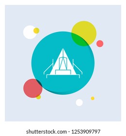 tent, camping, camp, campsite, outdoor White Glyph Icon colorful Circle Background