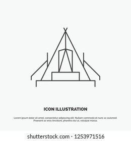 tent, camping, camp, campsite, outdoor Icon. Line vector gray symbol for UI and UX, website or mobile application