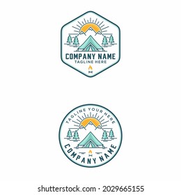 Tent and camping emblem Logo Template Design