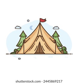 tent camping hiking adventure illustration 