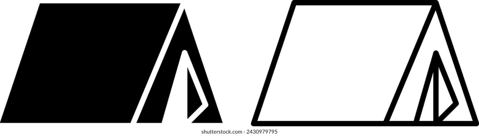 tent camping icon, sign, or symbol in glyph and line style isolated on transparent background. Vector illustration