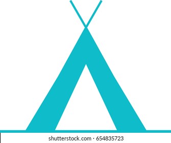 Tent camping icon in simple flat vector design