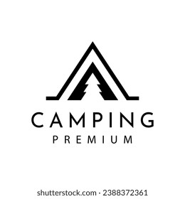 estilo de línea vectorial del logotipo de campamento