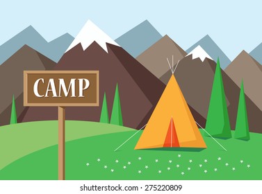 Tent camping in the mountains