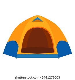 Tent camping in outdoor travel. tourist tent icon isolated on white background for nature tourism, journey, adventure. camping concept. Vector illustration in flat style